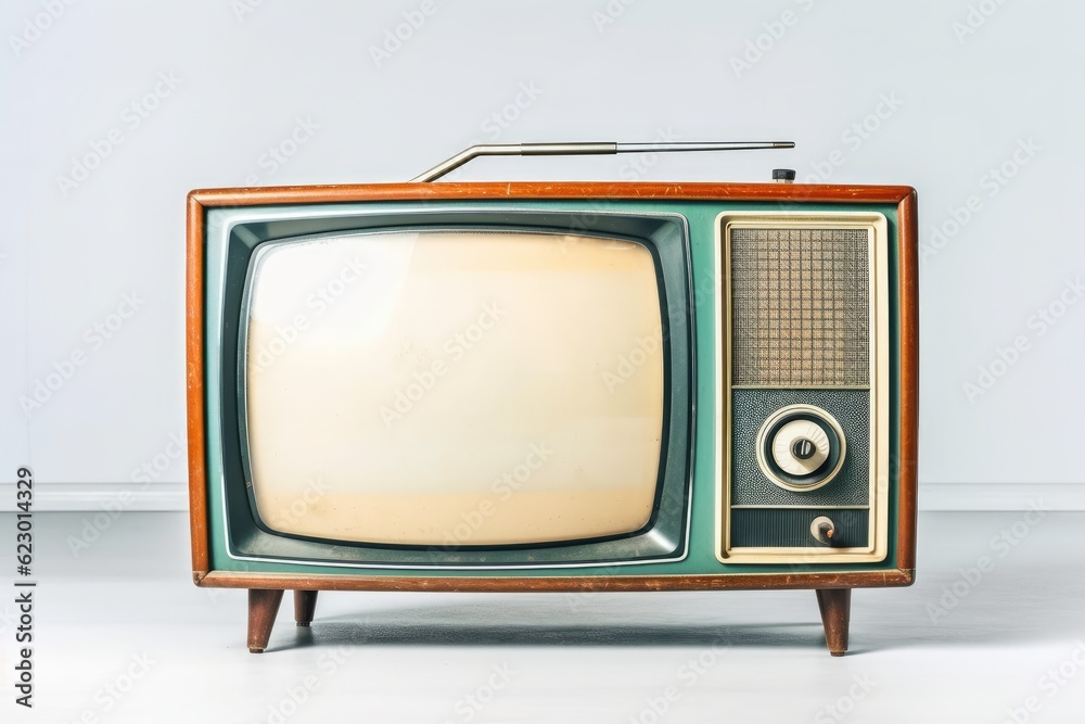 a mock up of a vintage television set on a white background. Generative AI