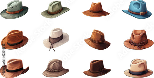 set of hats on a white background