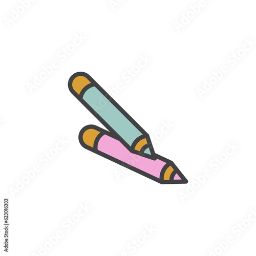 Two pencils filled outline icon