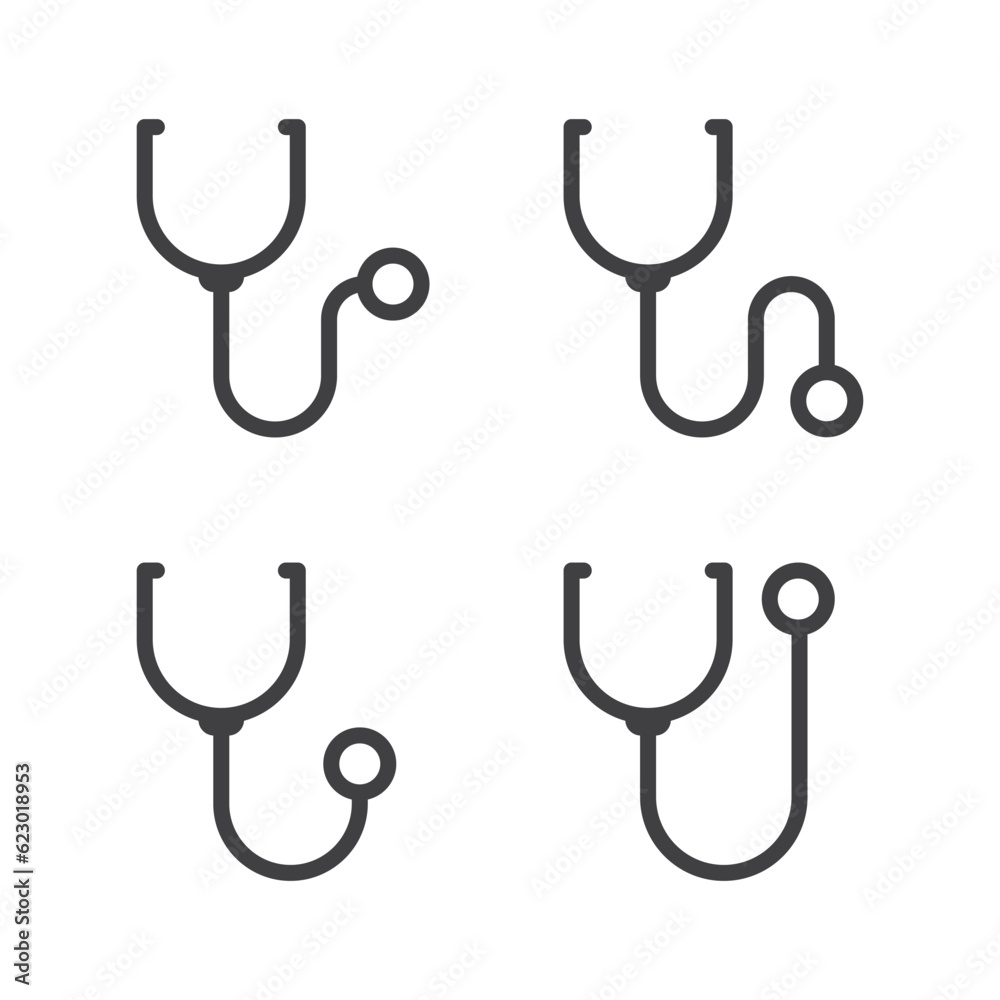 Stethoscope icon set isolated flat design vector illustration. Stethoscope icon set isolated flat design vector illustration.