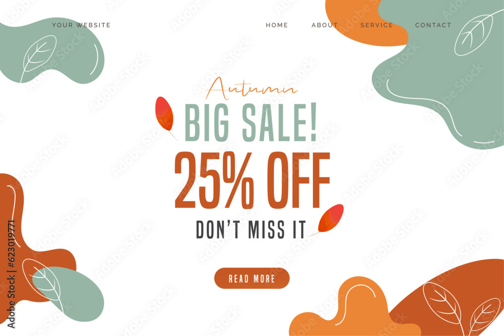 modern minimal Autumn Super sale vector illustration Landing page template