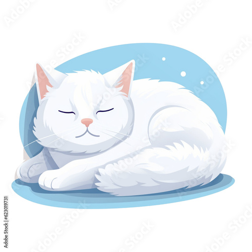 white  kitten cat sleeping illustrator vector
