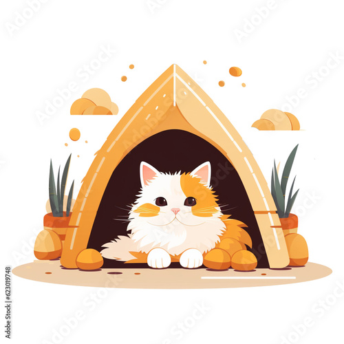  kitten cat sleep in the house illustrator vector