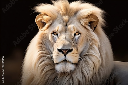 Magnificent Lion King Portrait of Majestic White Lion. Generative AI © Haider