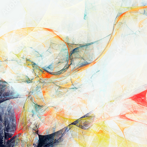 Abstract color smoke on light background. Fractal artwork for creative graphic design