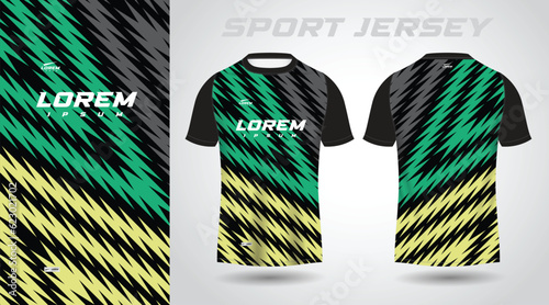 green black shirt soccer football sport jersey template design mockup