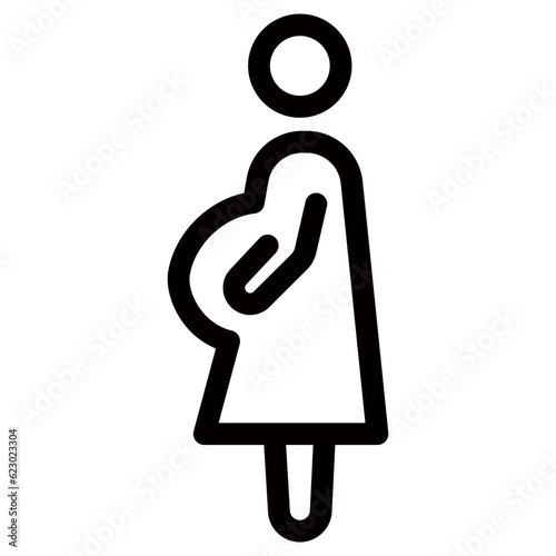 Pregnant woman icon, Vector outline illustration.