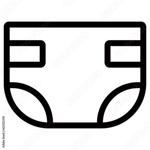 Diaper icon, Vector outline illustration.