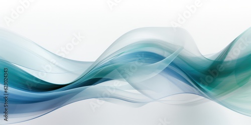 Abstract blue and green swirl wave on white background. Flow liquid lines design elemen, generative ai