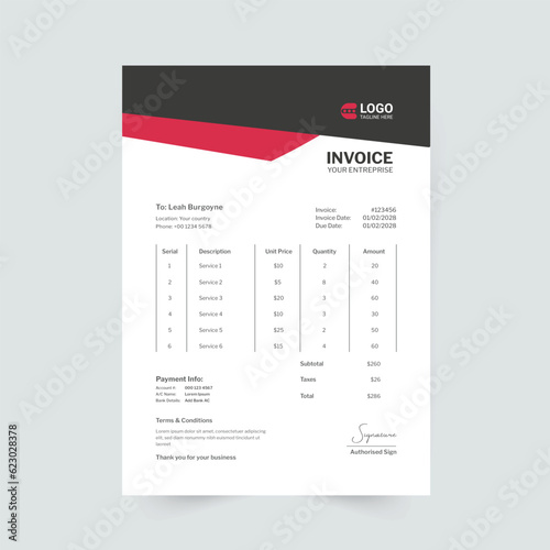 invoice vector template design
