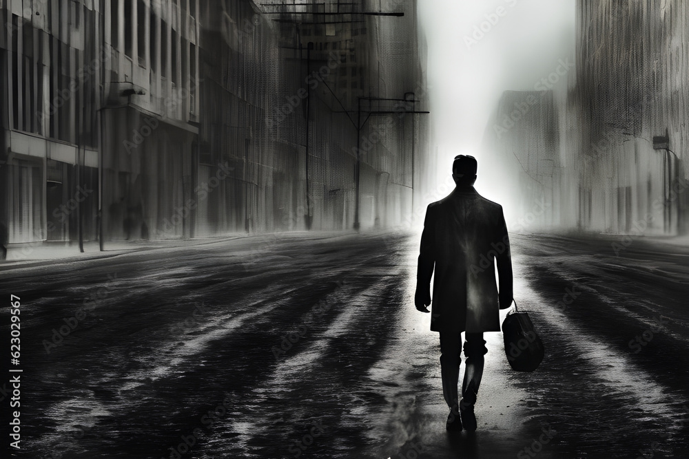 A man walking alone in an apocalyptic world.
Generative Al