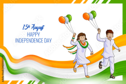 abstract tricolor banner with Indian flag for 15th August Happy Independence Day of India