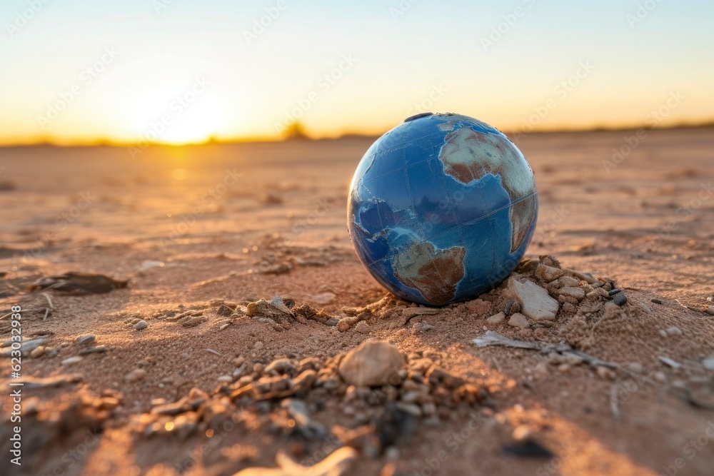 Abandoned and Broken Globe Amongst Waste: Symbol of Planet's Mistreatment and Pollution Abandoned and Broken Globe Amongst Waste: Symbol of Planet's Mistreatment and Pollution
