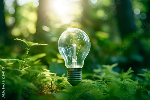 Eco-Friendly Energy Concept with Green Light Bulb