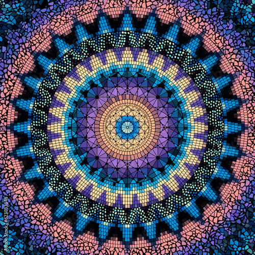 Vector seamless mosaic art pattern. Mandala Art background.