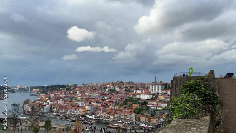 Porto, Portugal from above overlooking Dom Luis 1 bridge, Douro river and Porto city Porto, Portugal from above overlooking Dom Luis 1 bridge, Douro river and Porto city