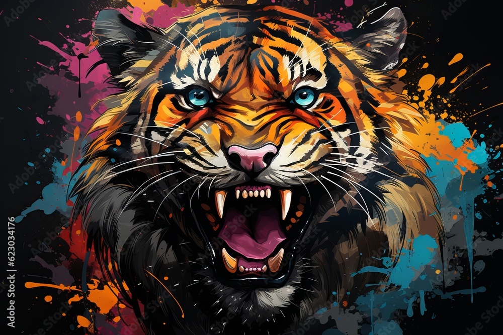 Colorful Grunge Bengal Tiger Background