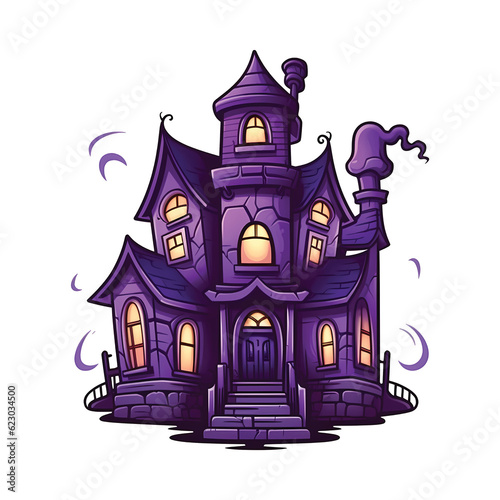 Shades of Mystery: Delving into the Purple Haunted House Illustration © pisan