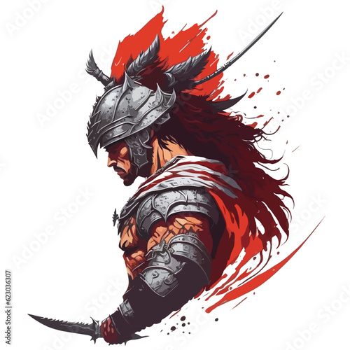 warrior vector illustration white background, made with artificial intelligence 