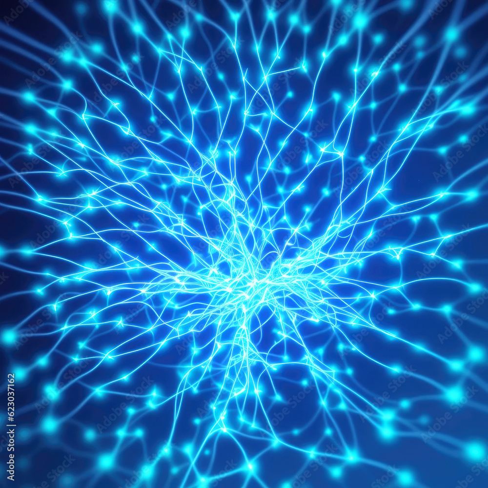 Abstract network in neon blue light. The concept of communication, medicine, connections Abstract network in neon blue light. The concept of communication, medicine, connections