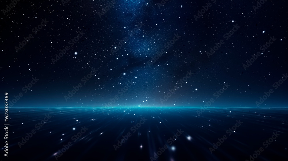 Obraz premium Abstract blue background with stars and light rays, 3d render.AI Generated