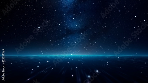 Abstract blue background with stars and light rays, 3d render.AI Generated