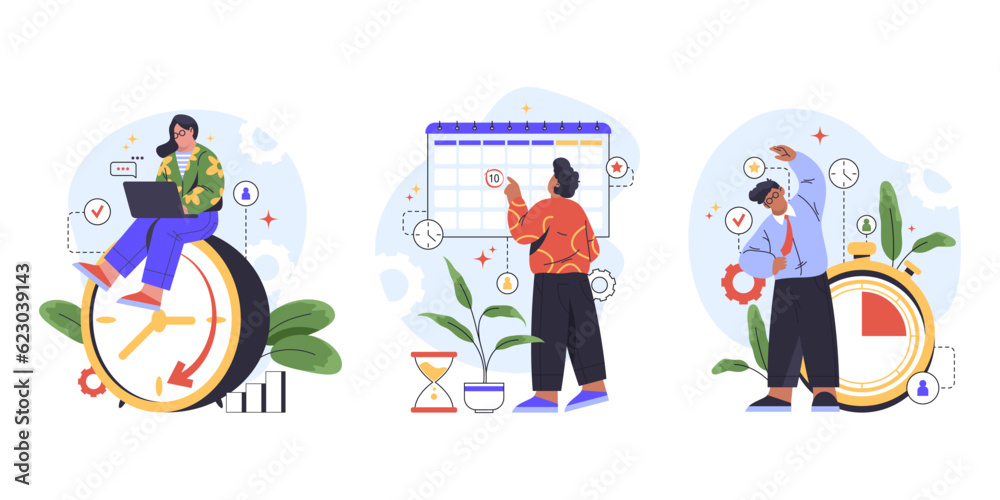 Fototapeta premium Time frames and time management, vector banner.