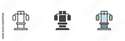 Butterfly gym machine different style icon set