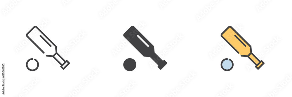 Baseball bat and ball different style icon set Baseball bat and ball different style icon set