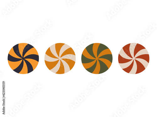 Halloween lollipop set. Candies and snacks. Halloween candy. Trick or treat party. Cartoon candies vector.