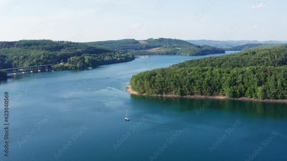 the bigge lake in the sauerland in german from above 4k 30fps video the bigge lake in the sauerland in german from above 4k 30fps video