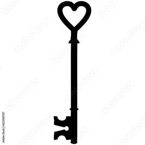 Heart icon in key for love padlock