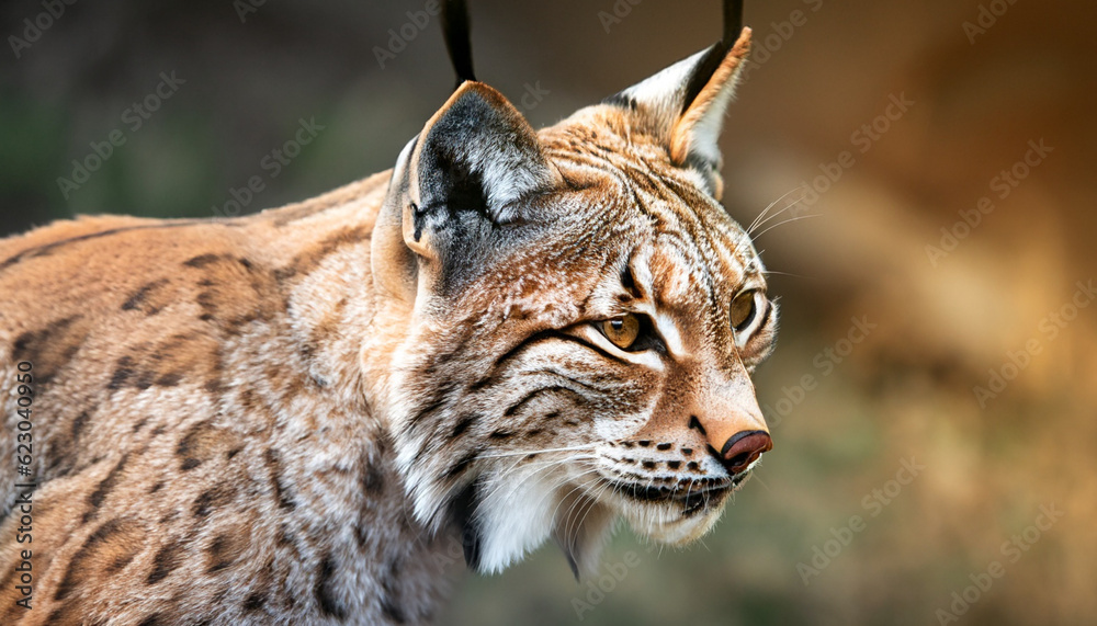 Obraz premium portrait of a lynx side view, golden hour, animal wild, Ai Generate