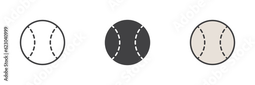 Baseball ball different style icon set