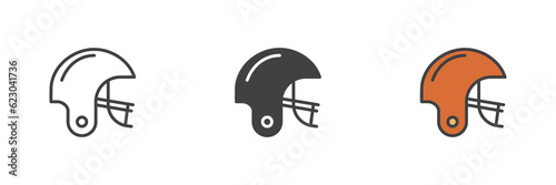 American football helmet different style icon set