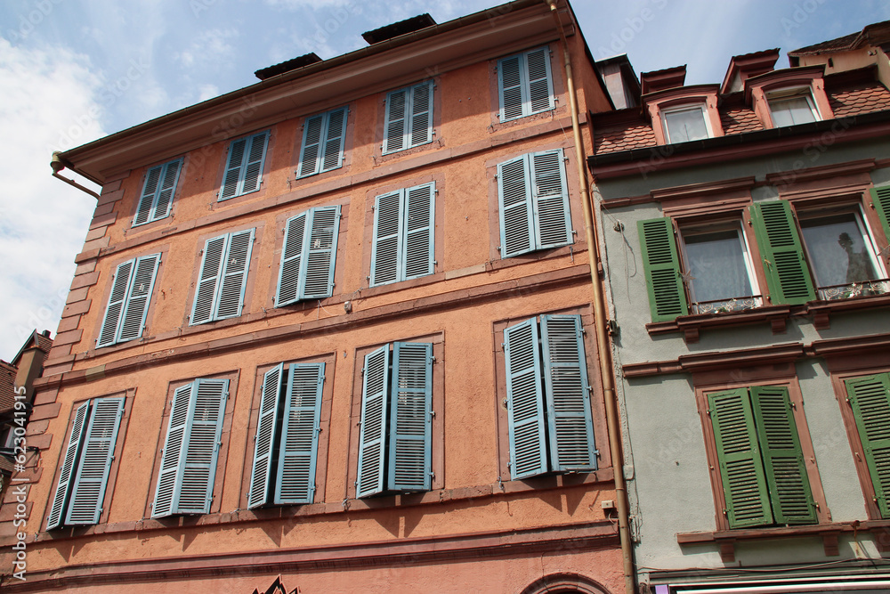 Fototapeta premium old flat buildings in colmar in alsace (france)