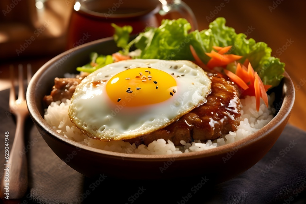 美味しそうなロコモコ丼 with generative ai 美味しそうなロコモコ丼 with generative ai