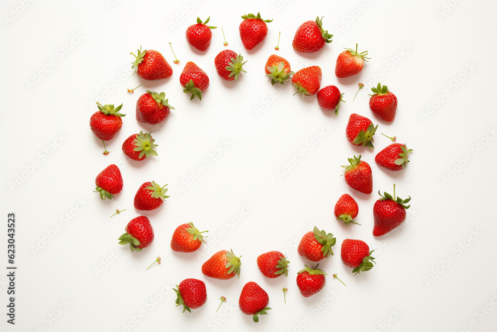 strawberry circle frame Generative Ai strawberry circle frame Generative Ai