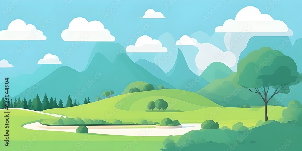 Fototapeta premium Summer forest game background, generative ai