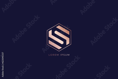 s geometric letter fashion brand design line style creative golden wordmark design typography illustration, s line logo