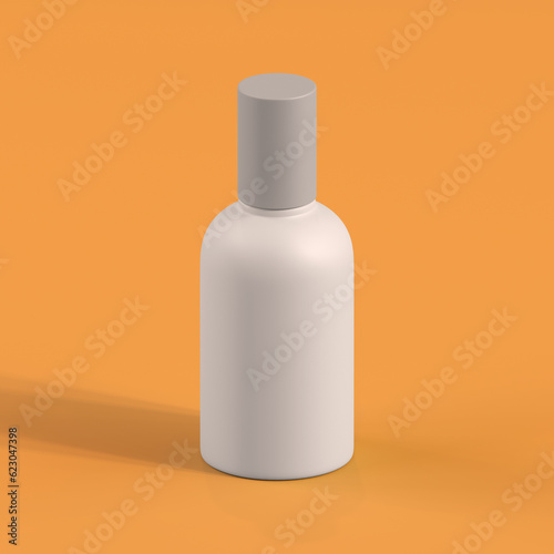 Monochrome Bottle on Orange Background, 3d Rendering