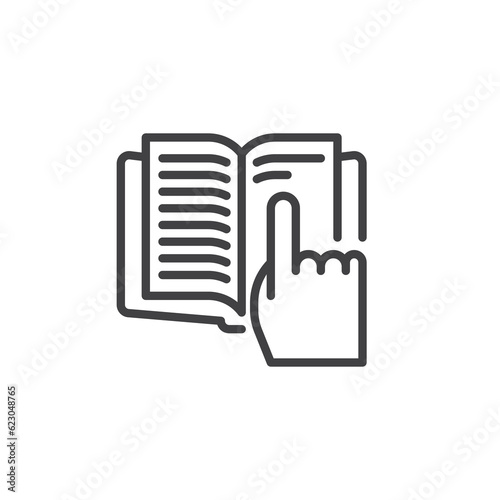 Hand touch book pages line icon
