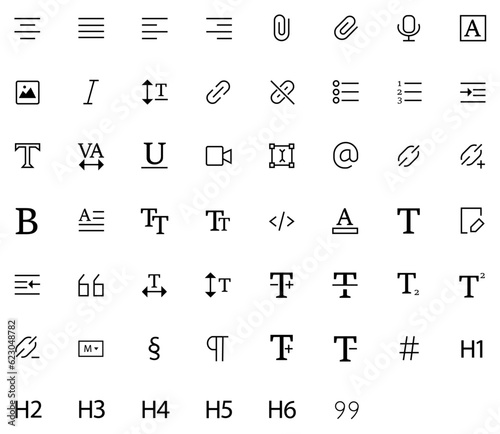 Vector document and text editing icon set.