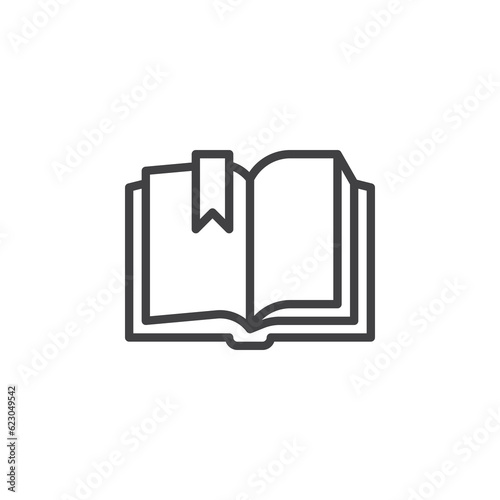 Open book with bookmark line icon