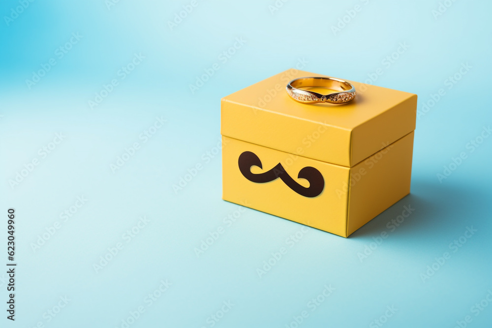 Obraz premium yellow box and ring Generative Ai