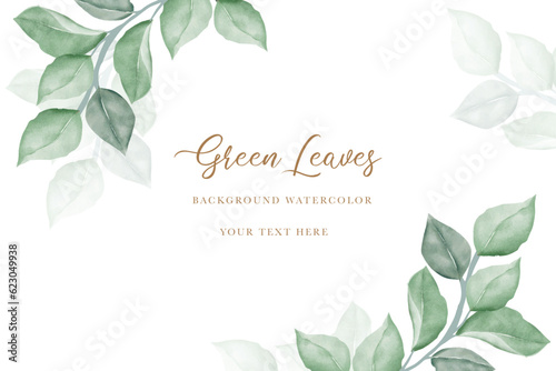beautiful green leaves background watercolor 
