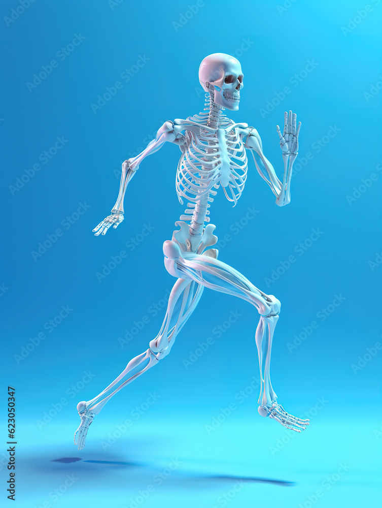 skeleton x ray of a running human 