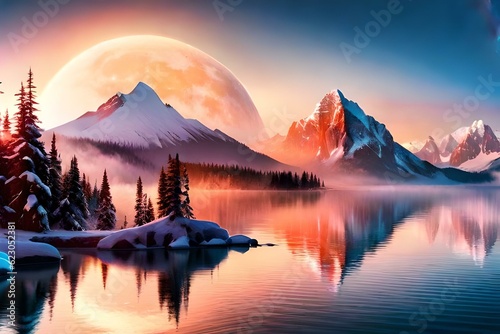 Moon Behind Mountains
