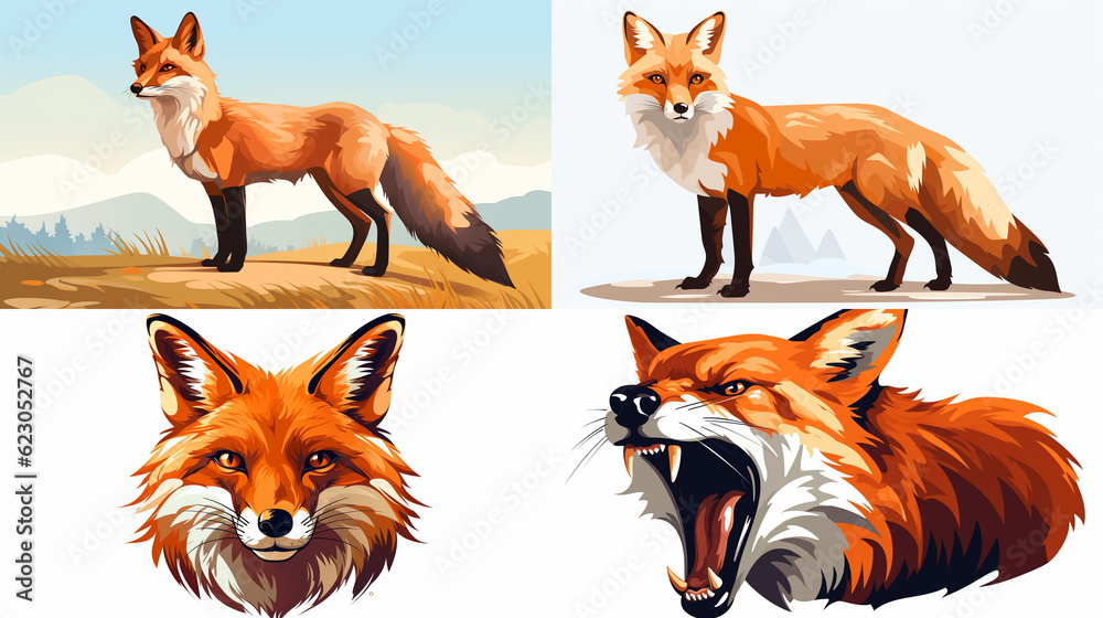 set of red fox