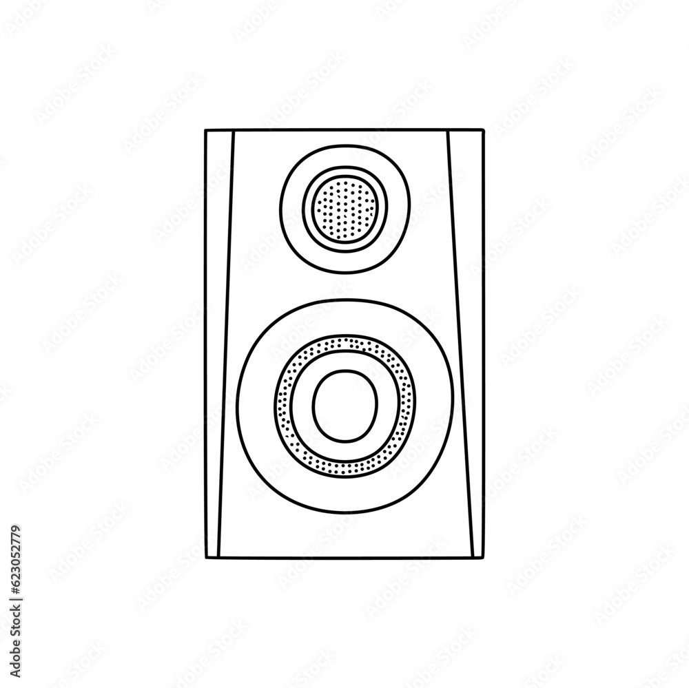 Doodle speakers icon. Hand drawn speakers icon in vector. Speakers illustration. Doodle loudspeakers icon in vector